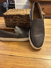 Women's Frye Size 8 Ivy Slip On Metallic Pewter Leather Sneakers