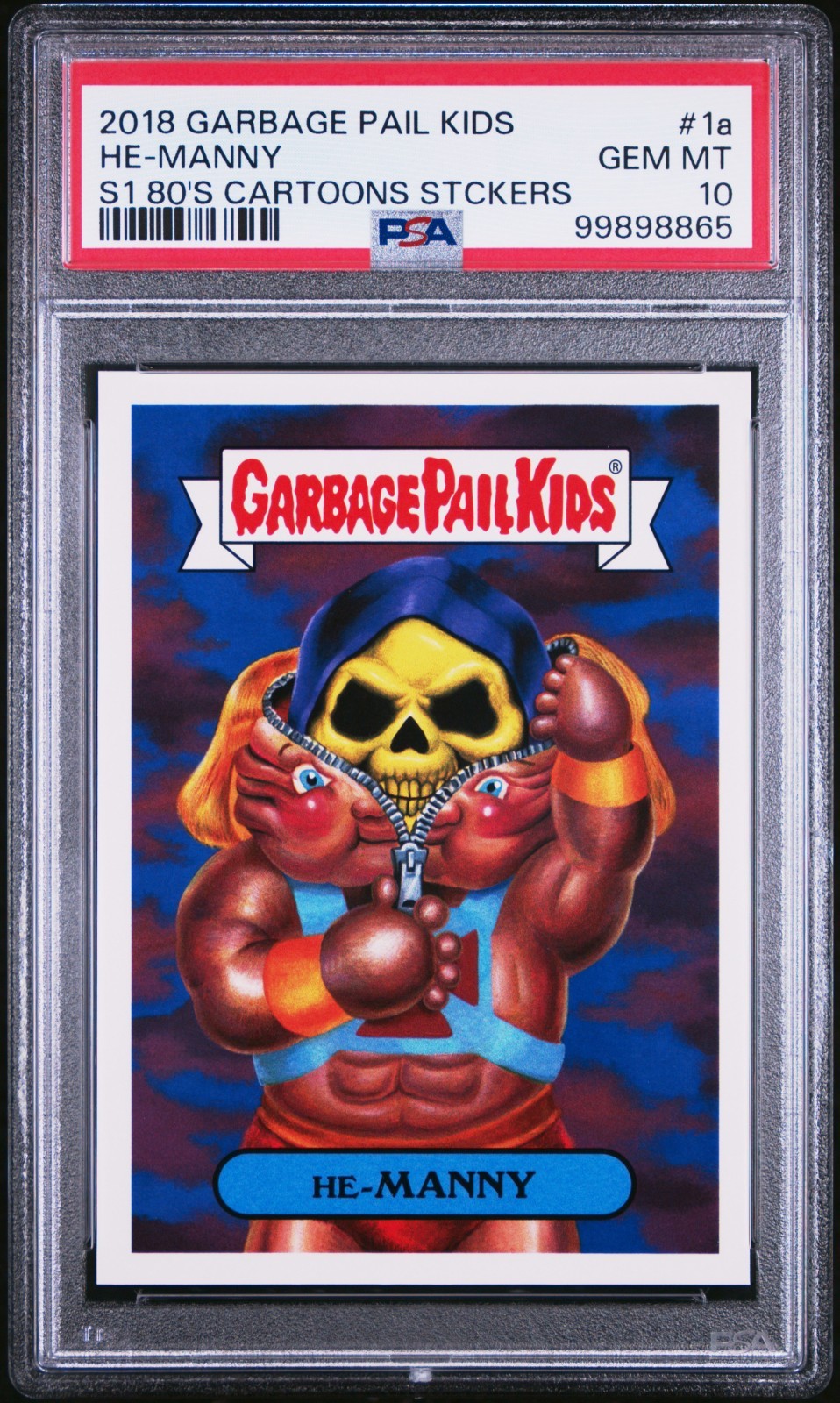 2018 Topps Garbage Pail Kids We Hate the 80s Cartoons HE MANNY Man 1a PSA 10 GEM view 1