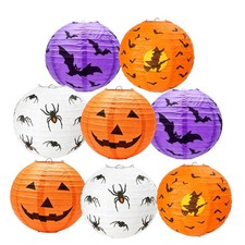 Halloween Paper Lantern, 8 Pcs Halloween Paper Lanterns, 8Inch Bat Witch Spid...