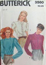 VTG 70s Butterick 3560 Womens 8 Demure Modest Ruffled Blouse Shirt Pattern UNCUT