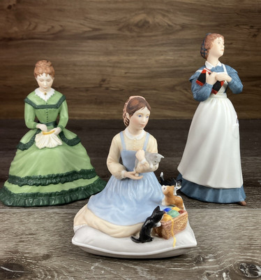 Little Women Beth, Jo, Meg by Tasha Tudor 1982-3 Hand Painted Franklin Mint