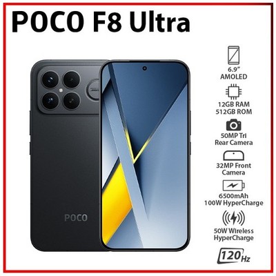 Xiaomi POCO F8 Ultra 5G BLACK 12GB+512GB Dual SIM Unlocked Android Mobile Phone