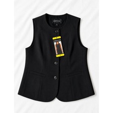 Kenneth Cole New York Womens Black Tailored Button Front Vest Size S NWT