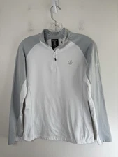 DARE 2B Mid Size 6 Small Layer Top Jersey White/Gray Stretch 1/4 Zip