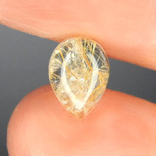 2ct Golden Rutilated Quartz Natural Earth Mined Unheated Pear Cab Brazil