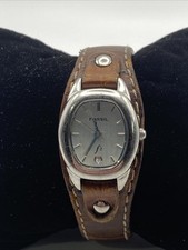 Fossil F2 Womens Watch ES-9730 22mm Case Brown Bund Strap Date New Battery