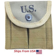 U.S. WWII Military Canvas M1 Carbine Double 1943 Butt Magazine Pouch (OD Green)