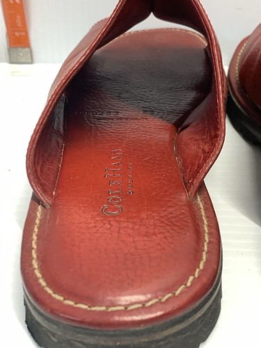 Cole Haan Country Red Leather Slip On Mule Sandals Shoes Sz 8B - Picture 4 of 10