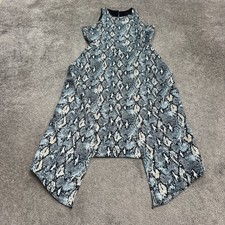 Banana Republic Asymmetrical Handkerchief Dress Womens 4 Blue Snake Print Halter