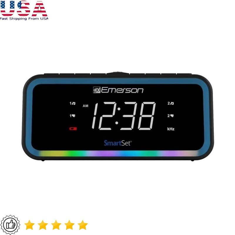 Smart Alarm Clock Radio Dual Alarm USB Charging FM AM Tuner Sleep Timer