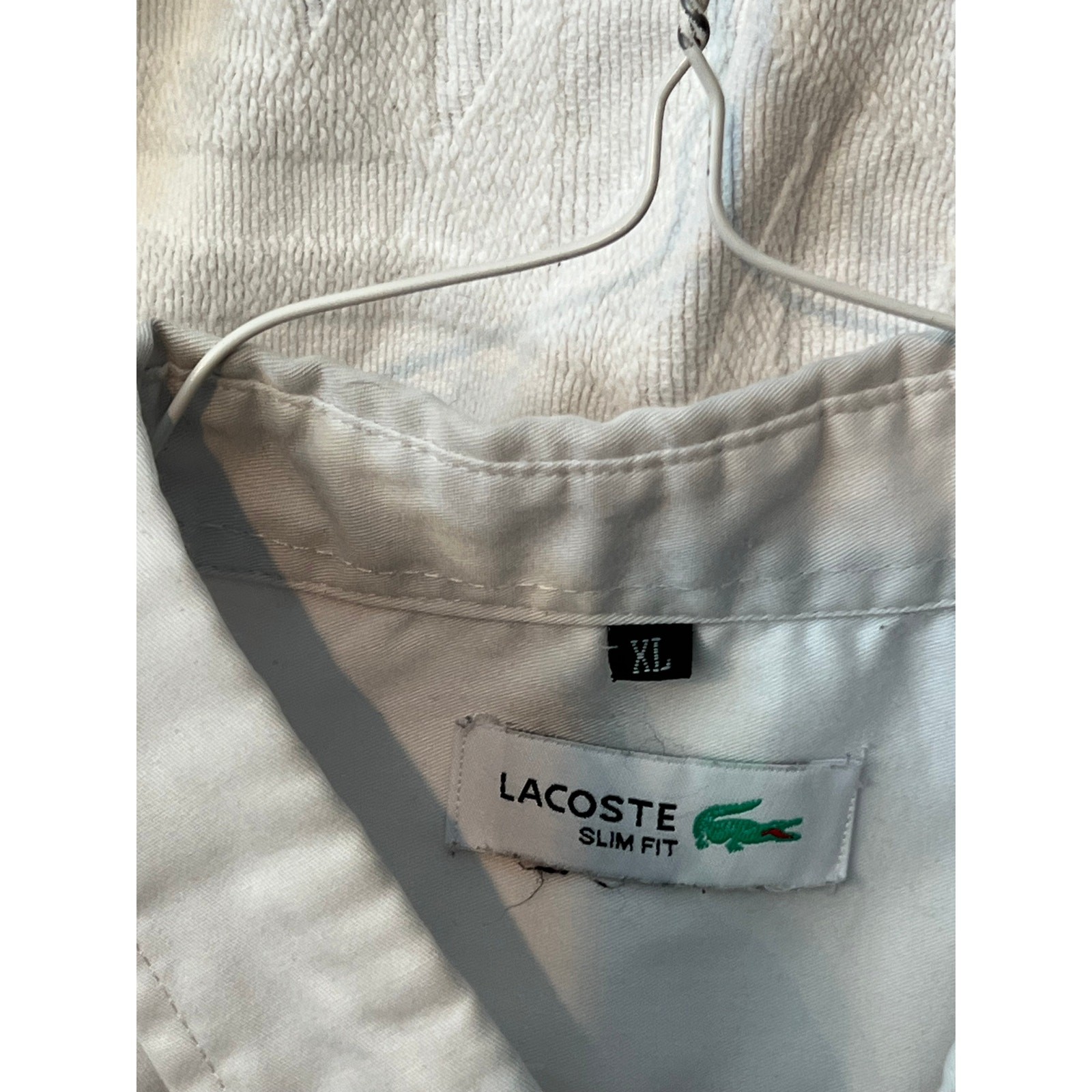 Lacoste Slim Fit White Button Down Dress Shirt Mens XL thumbnail 3