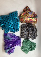 Lot of 5 Women's Vintage Multicolor Scarves Sheer Floral Paisley Polka Dot