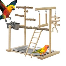 Parrot Playstand Bird Playground Conures Play Stand Wood Perch Gym Playpen 