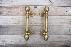 Vintage Victorian style Cast Brass Large Heavy door gate Pull handles 2 pic