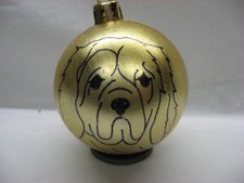 NEW HANDPAINTED CLUMBER SPANIEL FACE UNBREAKABLE GOLD CHRISTMAS ORNAMENT 2 1/2"