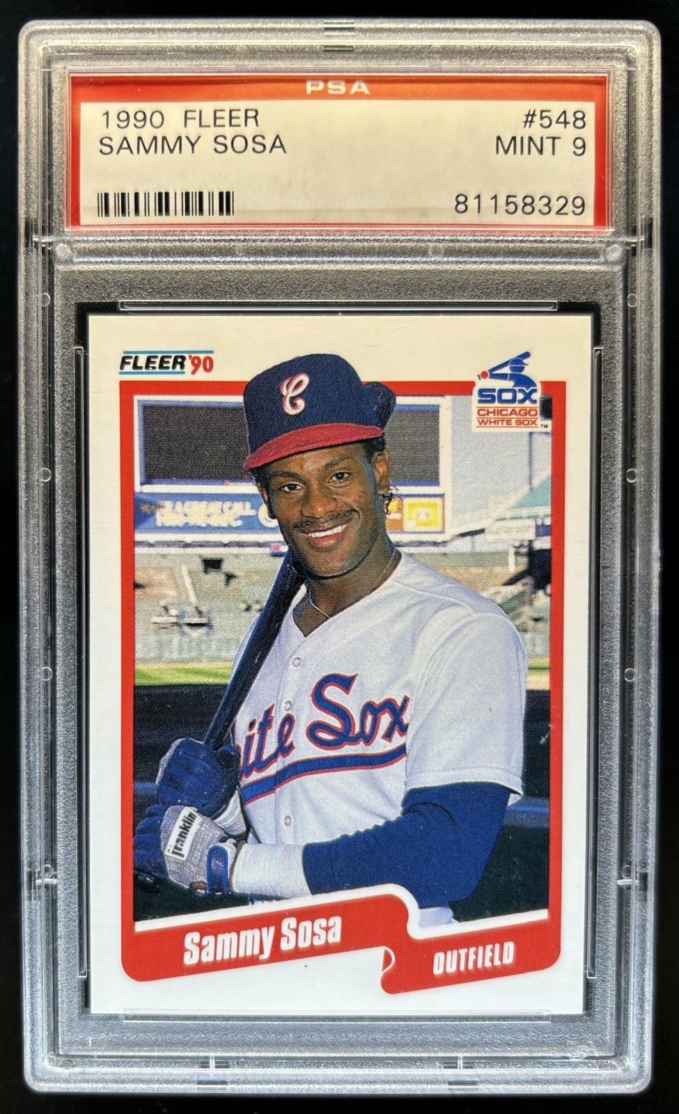 1990 Fleer Sammy Sosa Rookie RC #548 White Sox PSA 9
