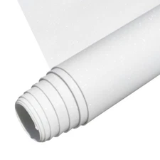 11.8"x53" White Superfine Glitter Faux Leather Fabric for Crafts, Shiny Solid...