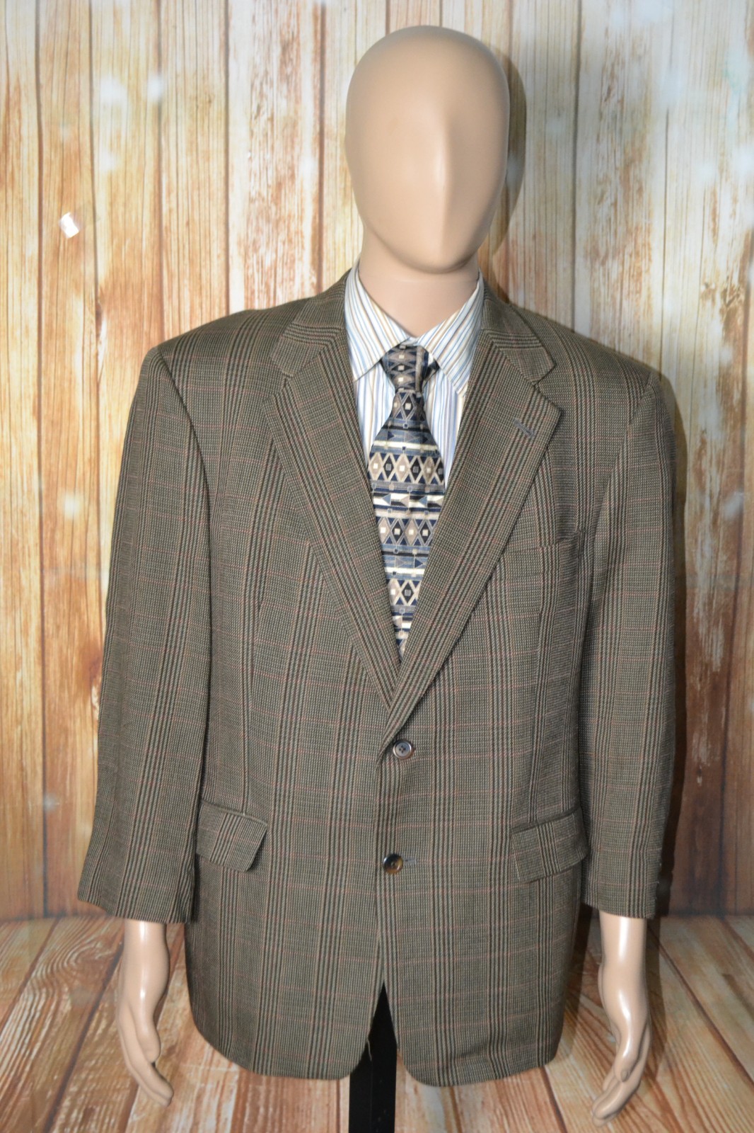 Burberrys' Men Brown Wool Plaid 2 Front Button Sports Coat Sz 42SH
