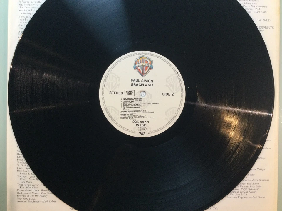 PAUL SIMON - GRACELAND / ROCK POP VINYL LP 1986 / EMBOSSED COVER/ OIS / 925447-1 - Bild 3 von 4