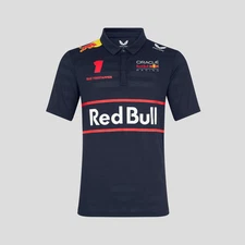 Red Bull Racing F1 Team 2025 Max Verstappen Short Sleeve Polo Shirt Mens - Ni...