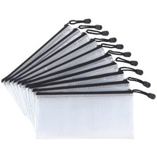 10 Pack Small Mesh Zipper Pouch Bags A6 Size, Black  Waterproof Zipper Bags Pou