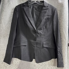 Womens Gray Ann Taylor Blazer Jacket 2 Button Classic Workwear Career Size 6P