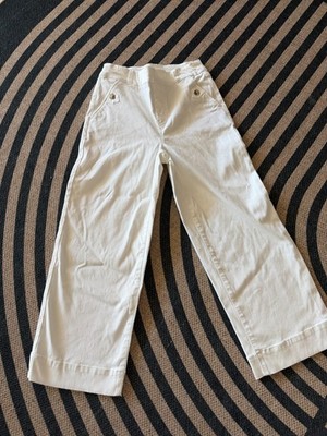 Spanx Stretch Twill Cropped Wide Leg Pants Bright White Size Small Petite