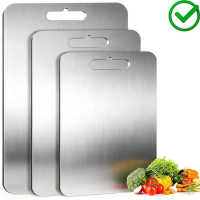 This set of 3 stainless steel cutting boards is dishwasher safe.