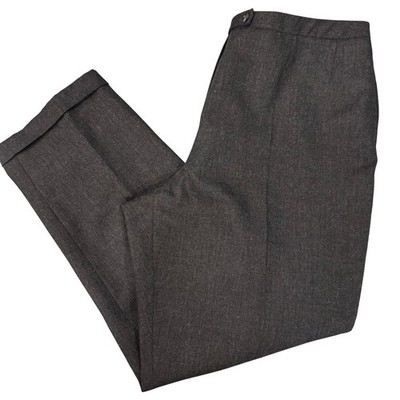Vtg Gray Cuffed 100% Wool Trousers Slacks Pants Winter Poetcore, Women's Size 18