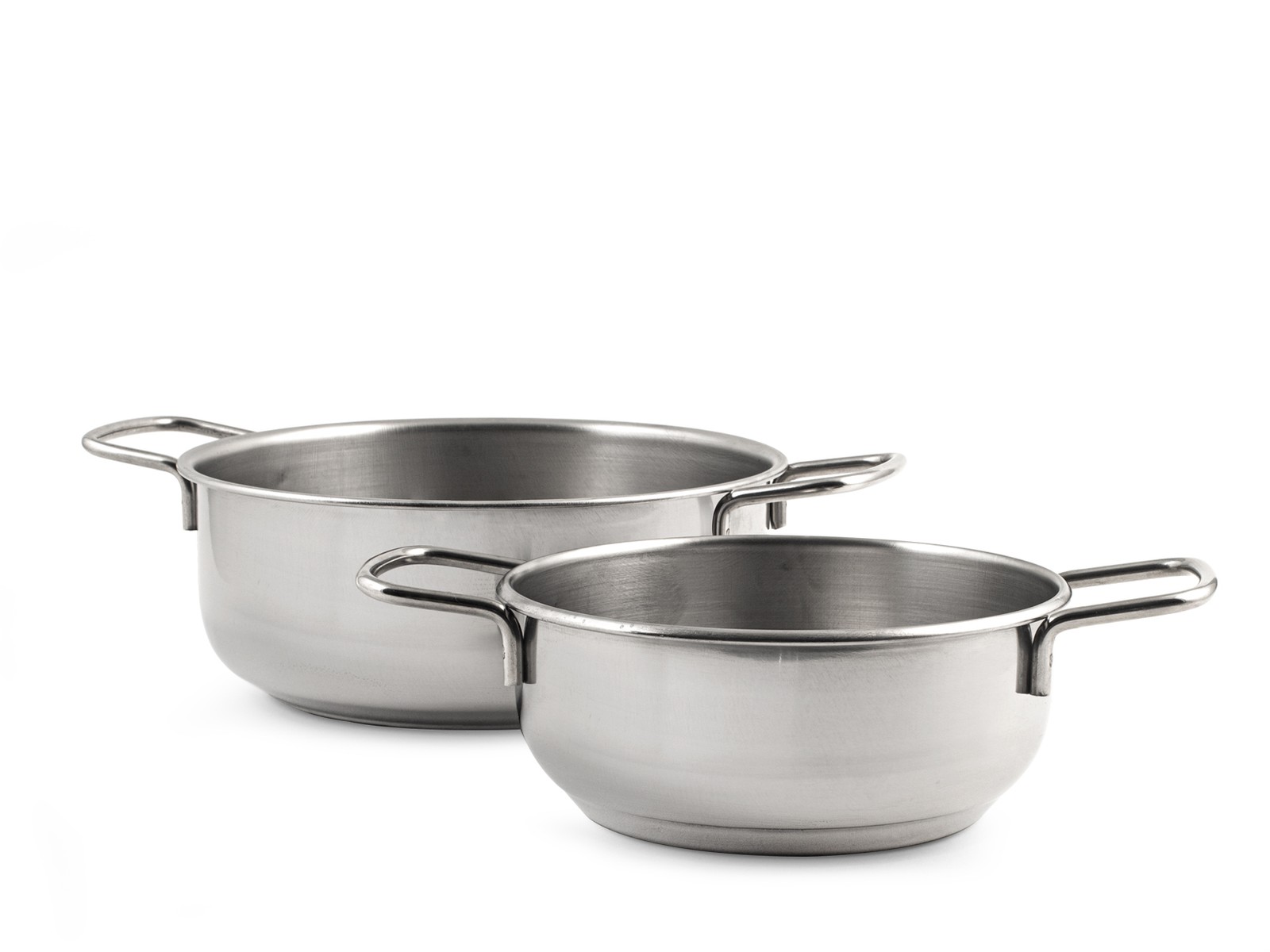 Coppia Casseruole Due Manici, Acciaio Inox, 18Cm, Grigio