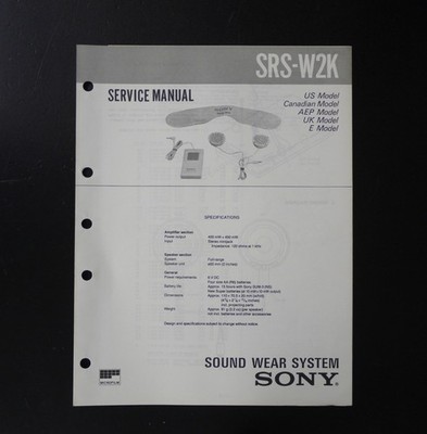 Original SONY SRS-W2K Sound Wear System/Lautsprecher Service-Manual!!  S25