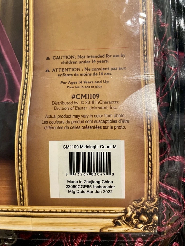 Disfraz de Halloween InCharacter Midnight Count Vampire Deluxe Adulto Hombre XL CM1109 Foto 3 de 4