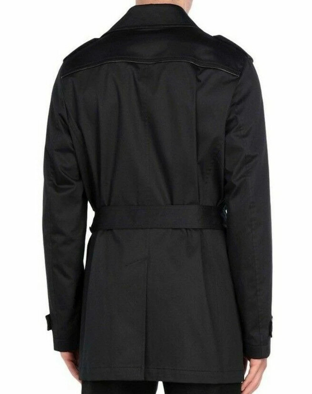 RRP£500 BNWT KARL LAGERFELD Black Cotton Stretch Trench Coat UK 44/EU 54 image 4