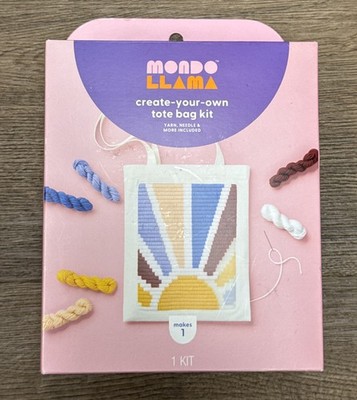 Mondo Llama Create-Your-Own Tote Bag Kit Hand Embroidery Sunrise/Sunset Theme