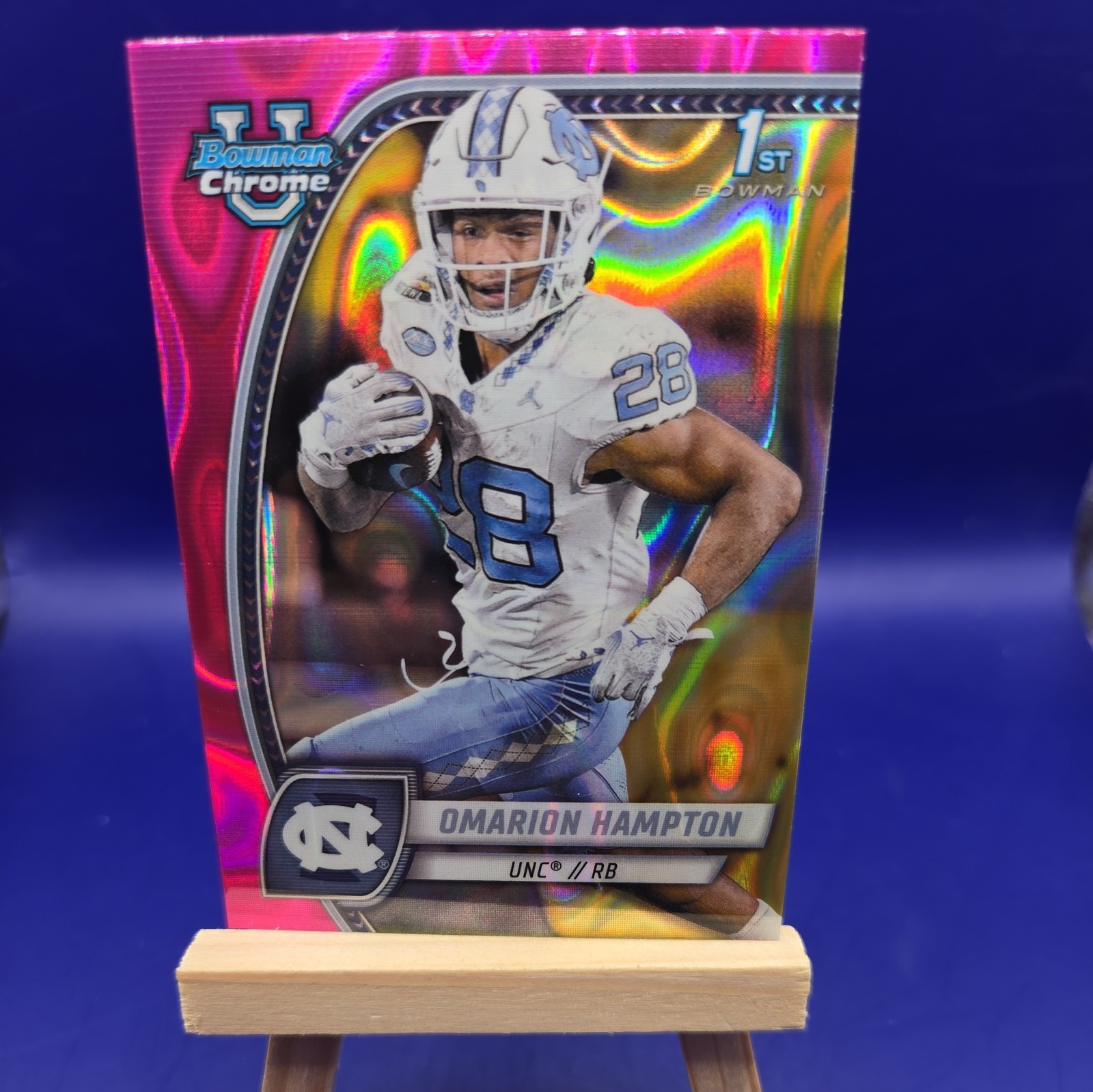 2024 Bowman University Chrome - Omarion Hampton #198 Pink Lava Refractor (RC)