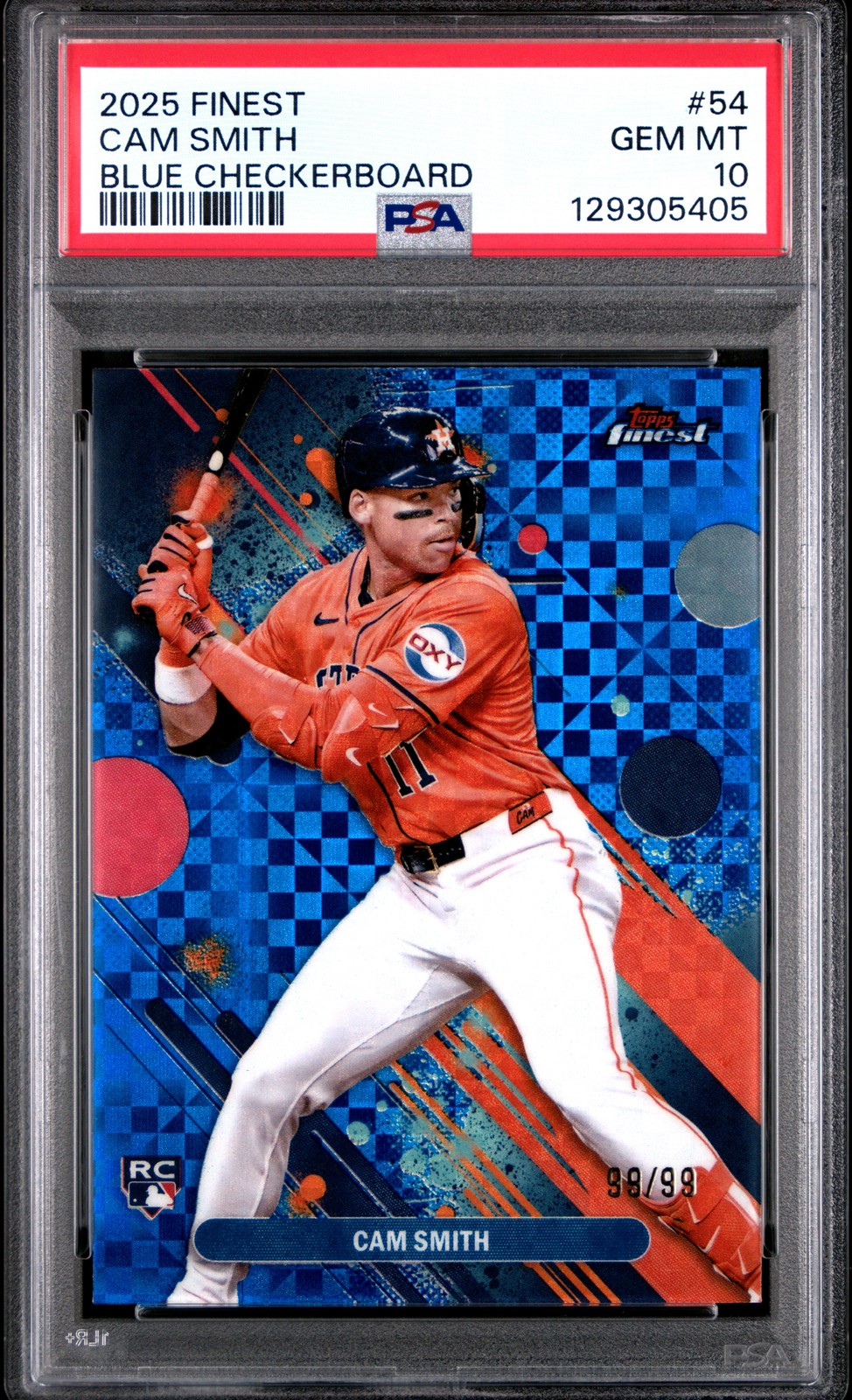 2025 TOPPS FINEST BLUE CHECKERBOARD #54 CAM SMITH ROOKIE RC 99/99 PSA 10