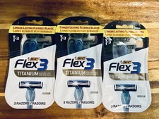 BIC Flex 3 Titanium Disposable Razors 3 Count (3 Pack Lot) 