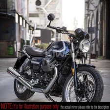 Bar end mirrors Missie round black fits Moto Guzzi V7 Stone threaded OEM bar
