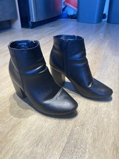 Black Faux Leather Boots Ankle Boots Size 10 Black Boots Women's Size 10