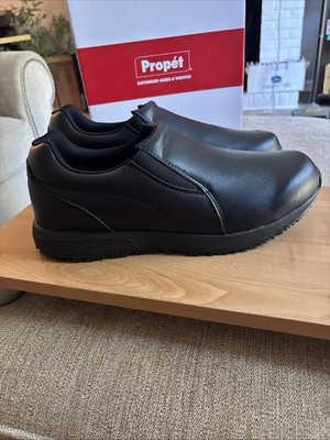 Propet Stannis Men s Slip Resistant Slip On Shoes Black Size 12 X (3E) New