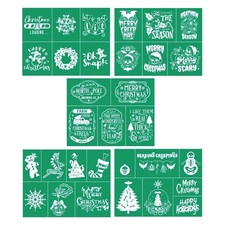 5PCS Merry Christmas Self-Adhesive Silk Screen Stencils,Deer Screen Printing ...
