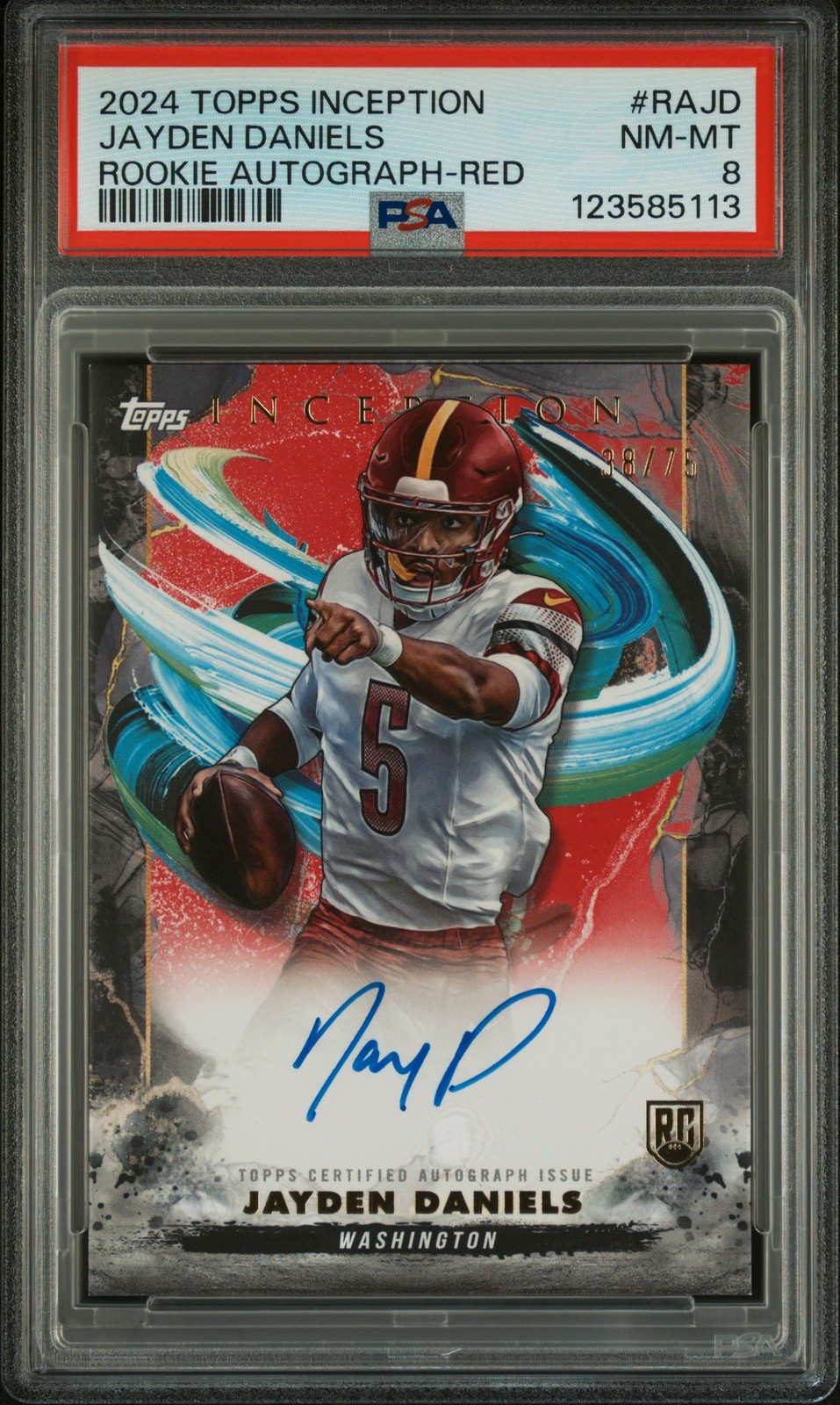 2024 Inception Rookie Auto Red Jayden Daniels #RAJD /75 PSA 8