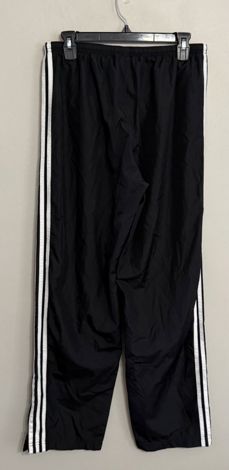 Y2K Adidas Men’s Large Black Mesh Lined Warm Up Track Pants Straight 3 Stripe thumbnail 3