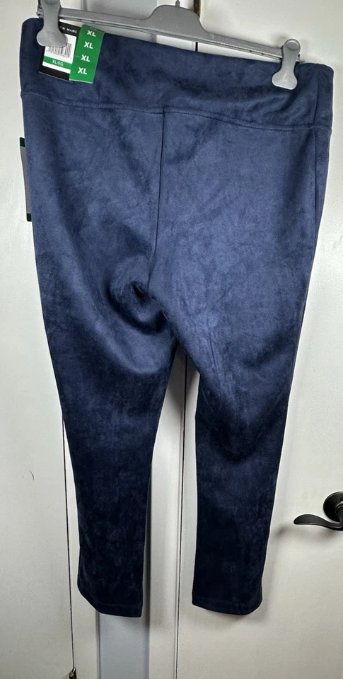 Pantalones para mujer Andrew Marc tiro medio ligeros imitación gamuza azul marino XL Foto 4 de 4