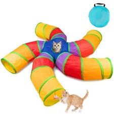 Depets Cat Tunnel for Indoor Cats, 5 Way Large Cat Play Tunnel & Tube with Pl...