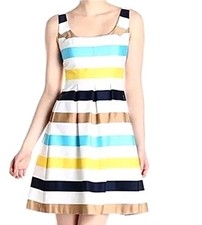 NWT Nine West Summer Dress pockets pleated stripes 4