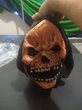 Hooded Rotting Skull Halloween Mask Full Head Horror Prop Grim Reaper Costume