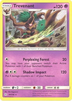 Pokemon Card - Sun & Moon Cosmic Eclipse 94/236 - TREVENANT (rare) - NM/M