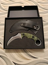 Coltello Karambit Knife D2 G10 Green Full Tang Fixed Blade no Cold Fox Spyderco