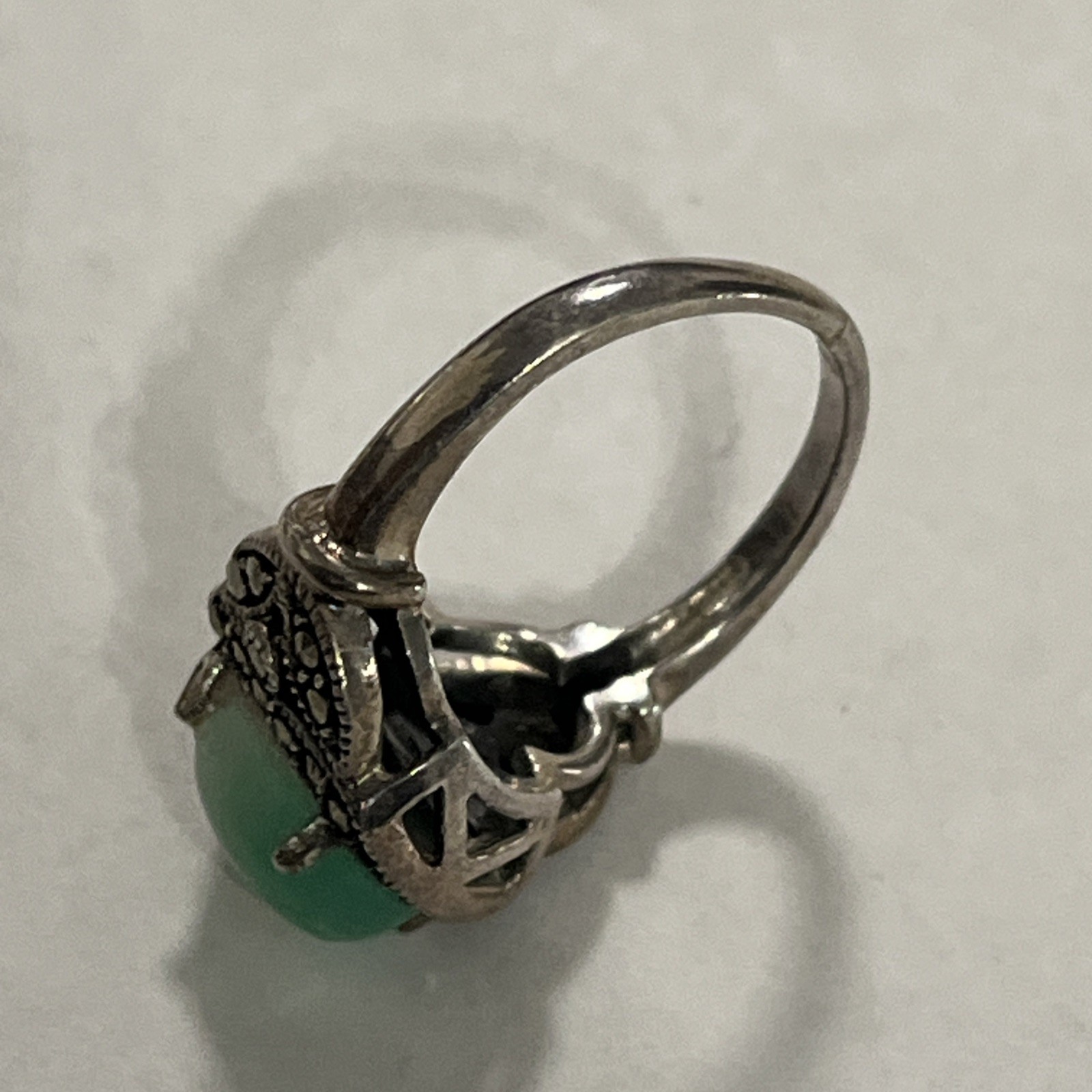 Marcasite Jadeite Gemstone Solid Sterling Silver … - image 9